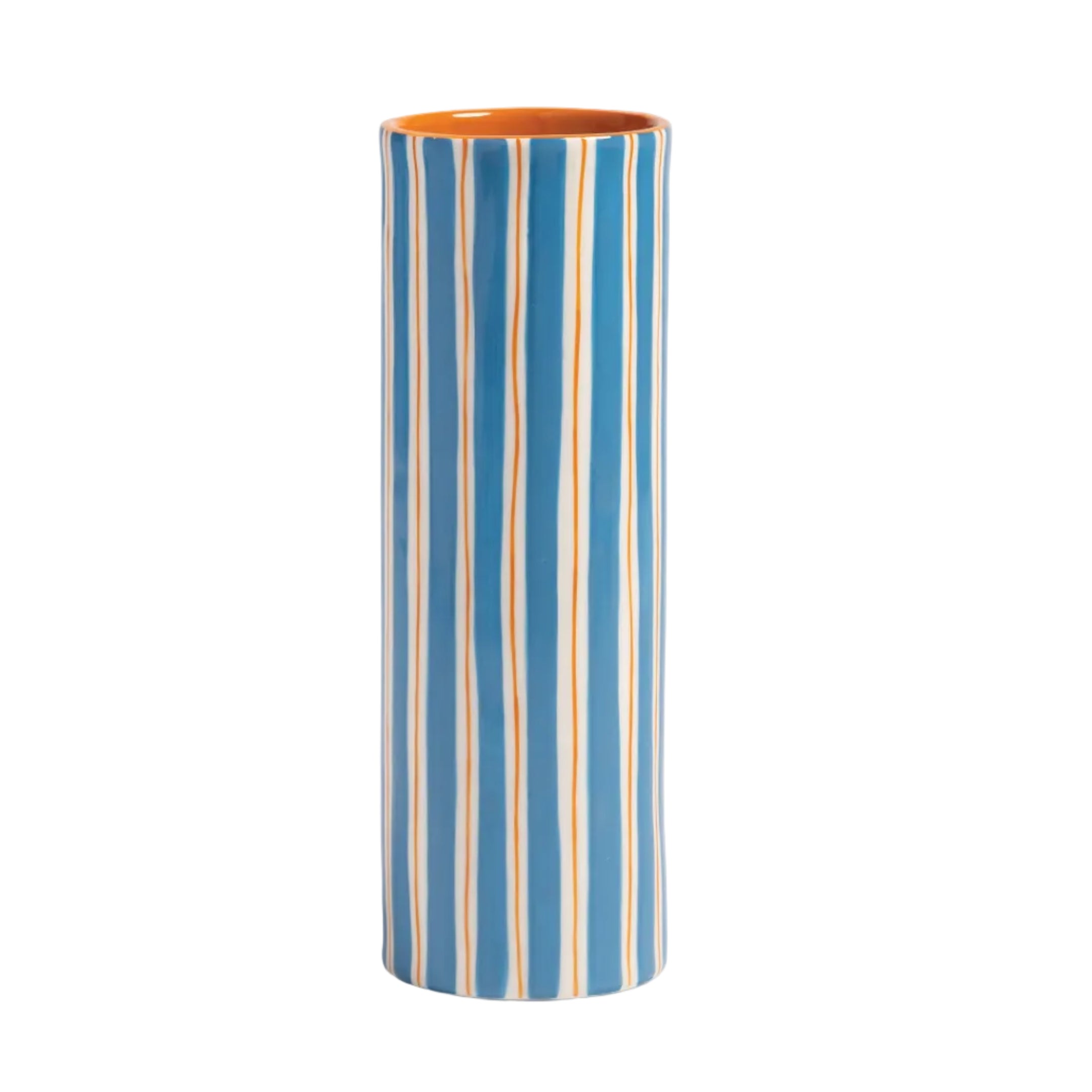Vase RAY blau mit Weiß und Orange