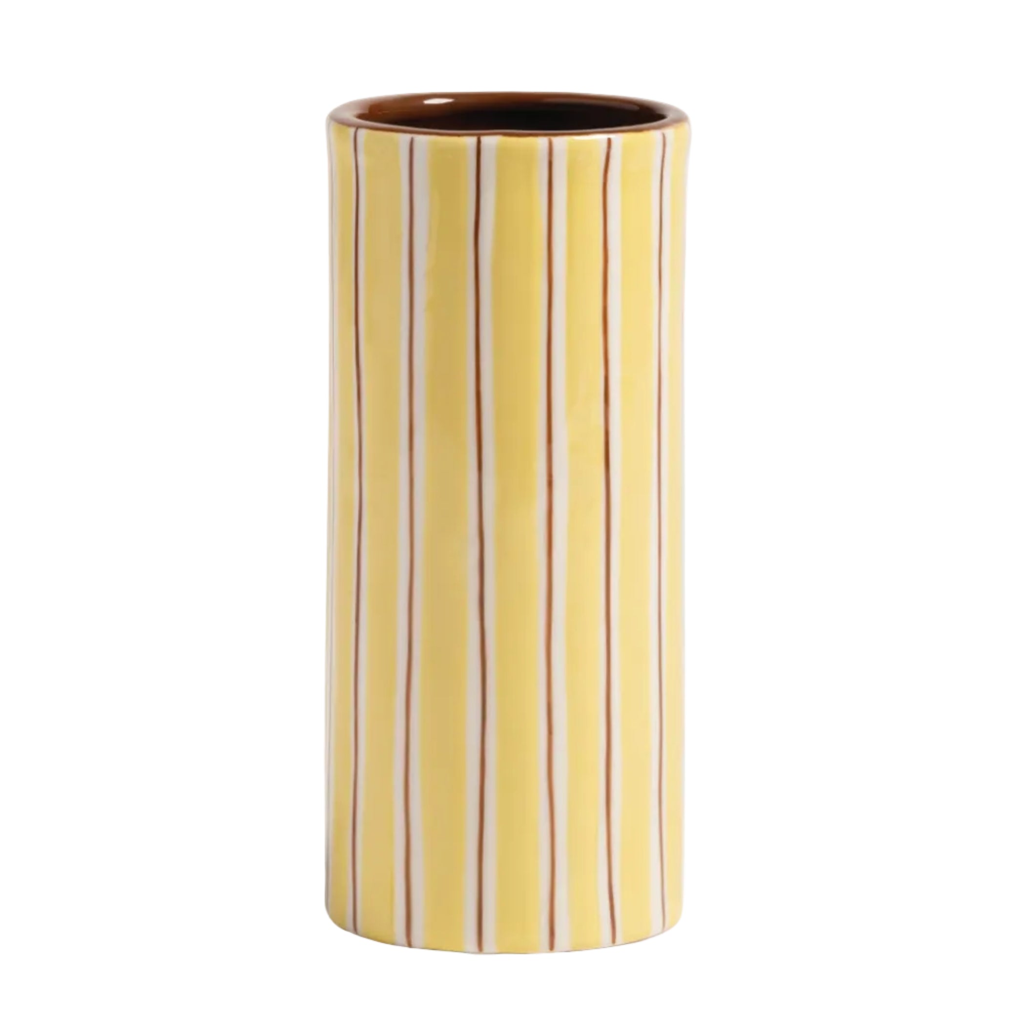 Vase RAY gelb mit braun und weiß