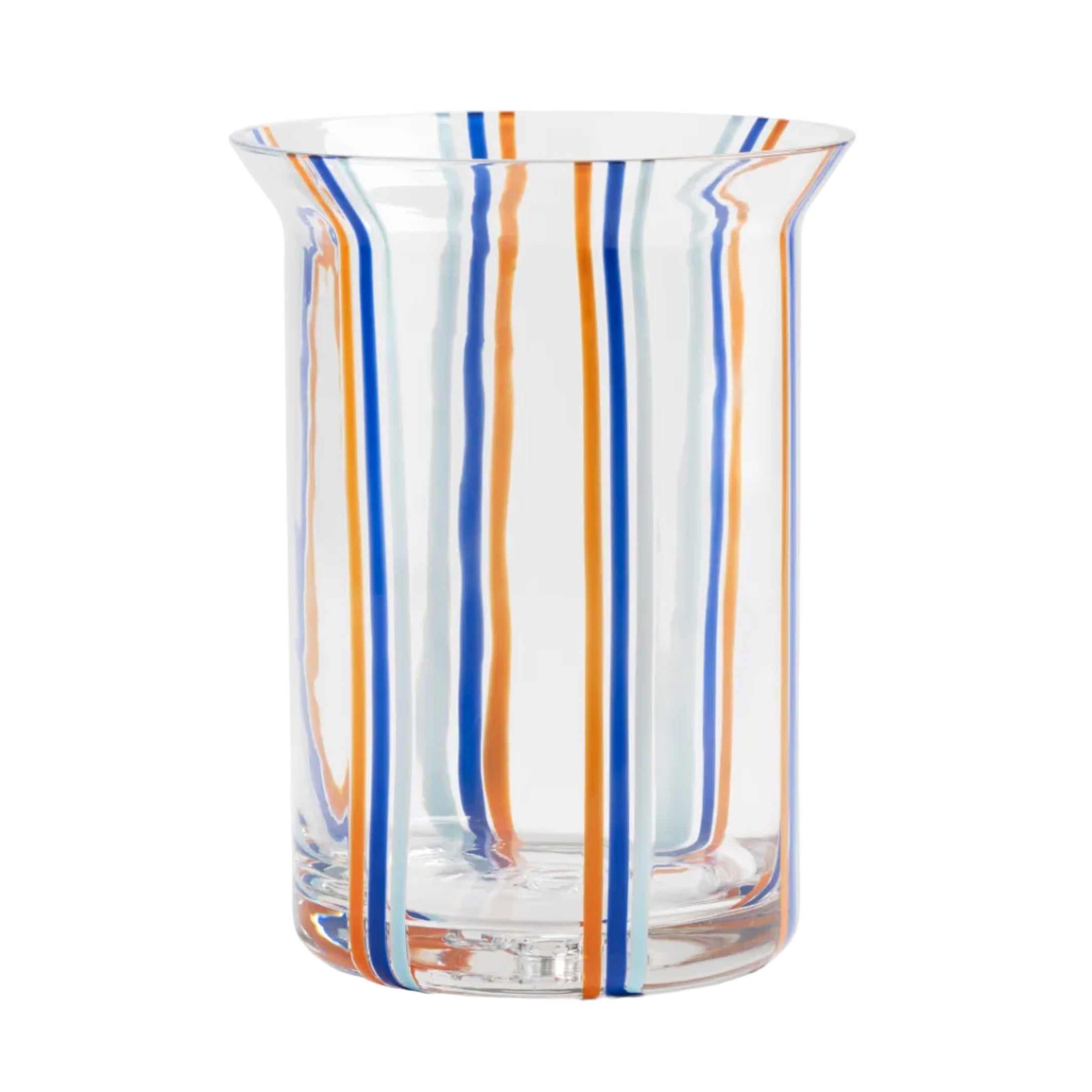 Vase YOGU STRIPE transparent mit Blau und Orange