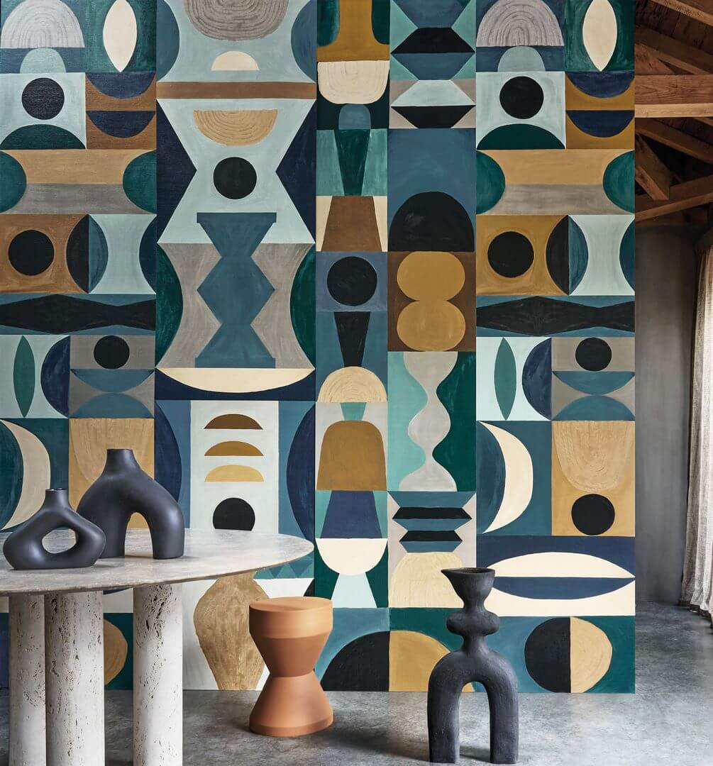 Wandbild mit geometrischem Muster MODELAGE - BLAU/SELEDIN blau mit seledin