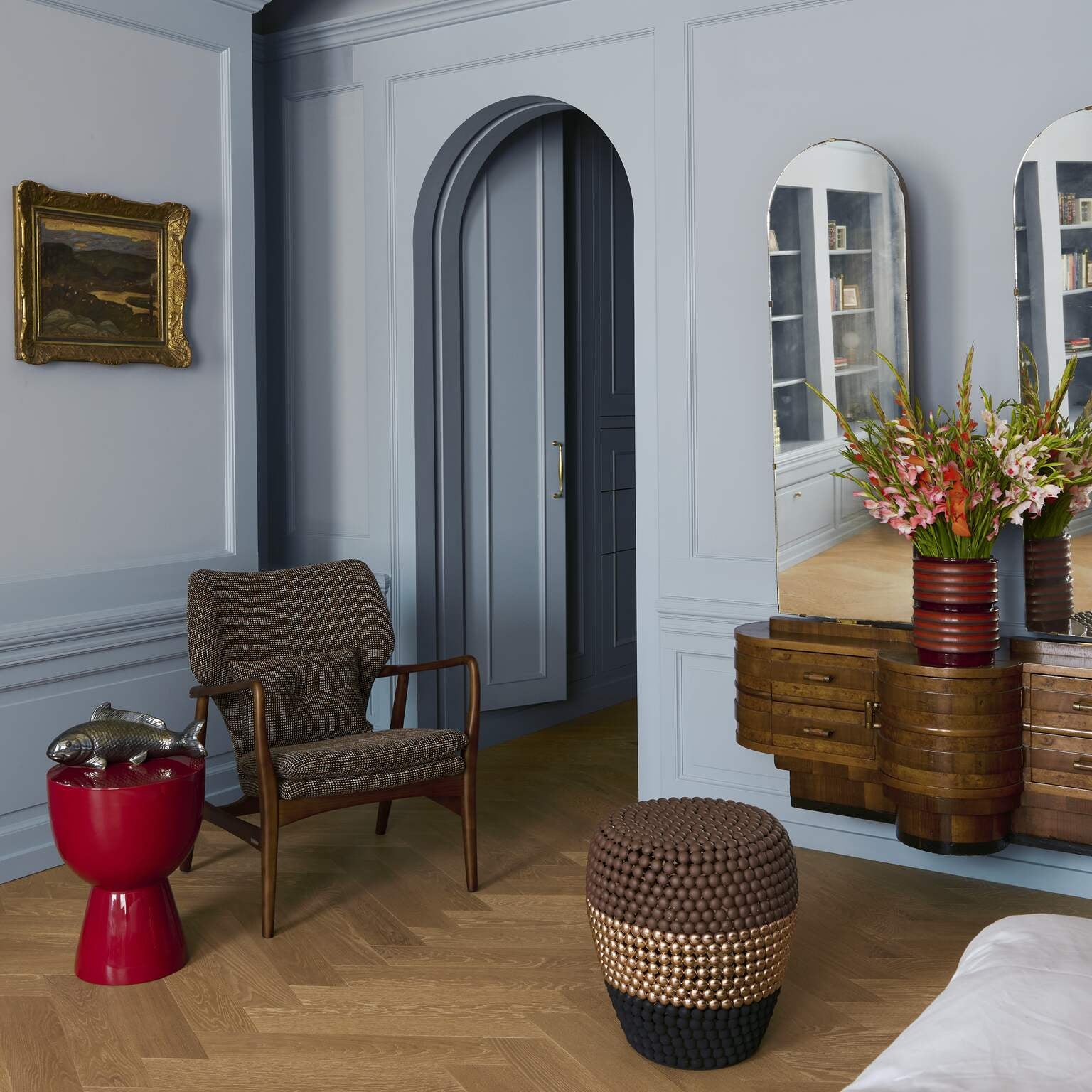 DOT stool brown with copper and black