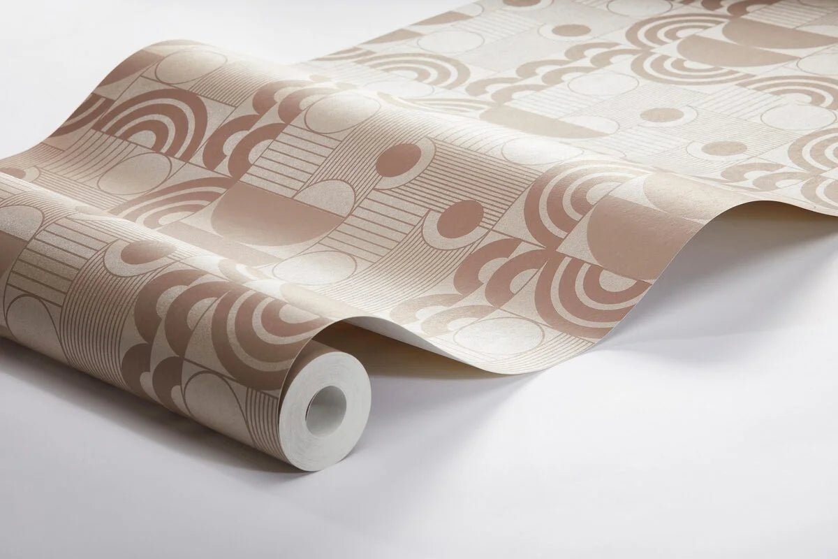 Non-woven paper wallpaper with a geometric pattern COSMOPOLITAN in powder pink