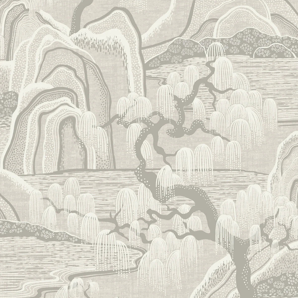 Vlies-Tapete mit Landschaft INDIGO GARDEN beige mit Grau