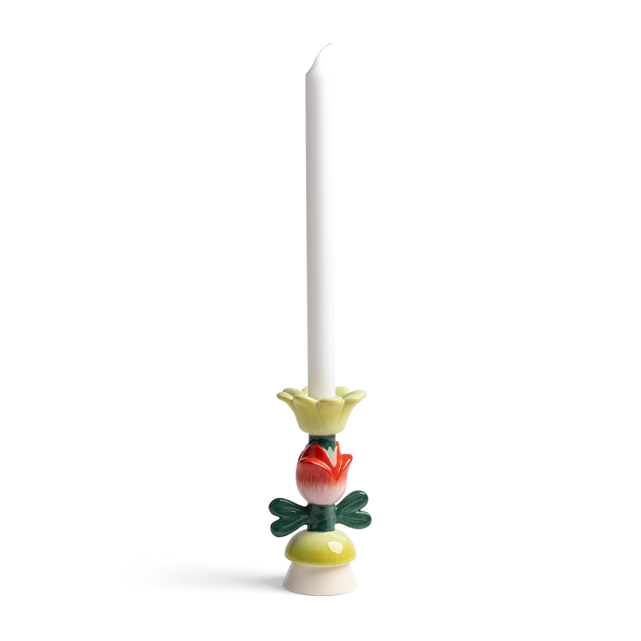 BLUME Candle Holder Green with Red and Yellow