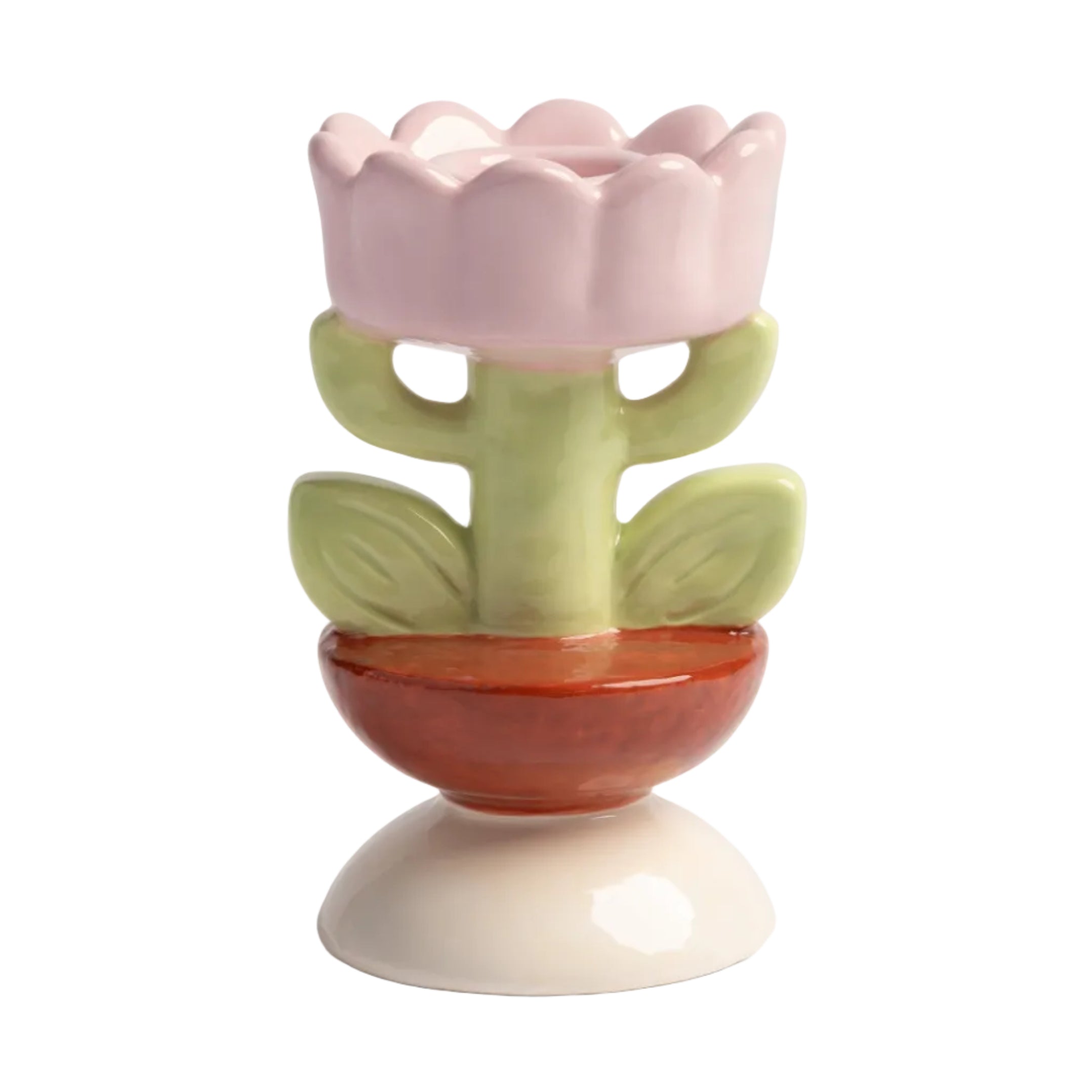 BLUME Candle Holder Green with Pink and Red