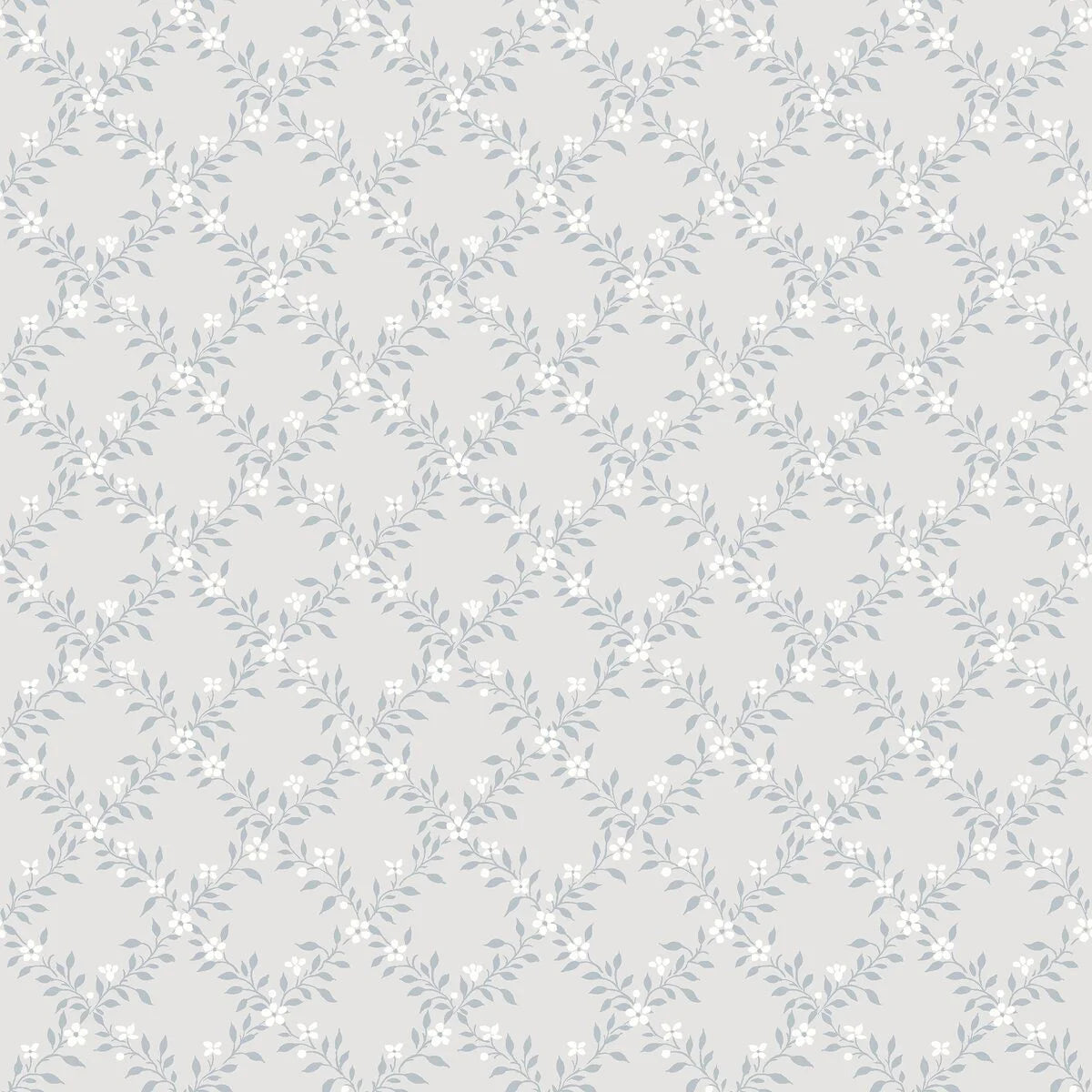 SOMMARSLÖJA Blue Floral Wallpaper with White