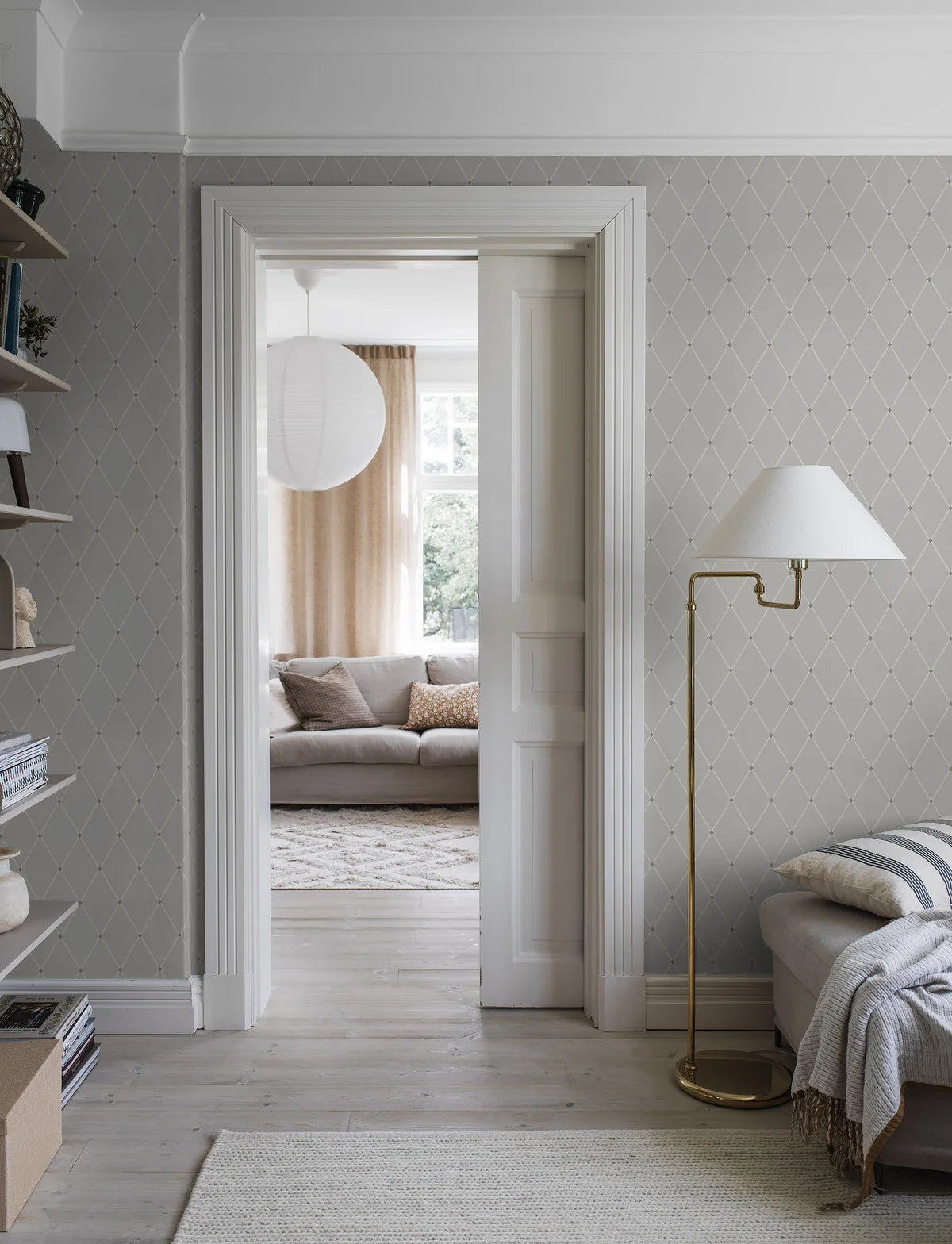FREDRIK Dark Beige Geometric Pattern Wallpaper