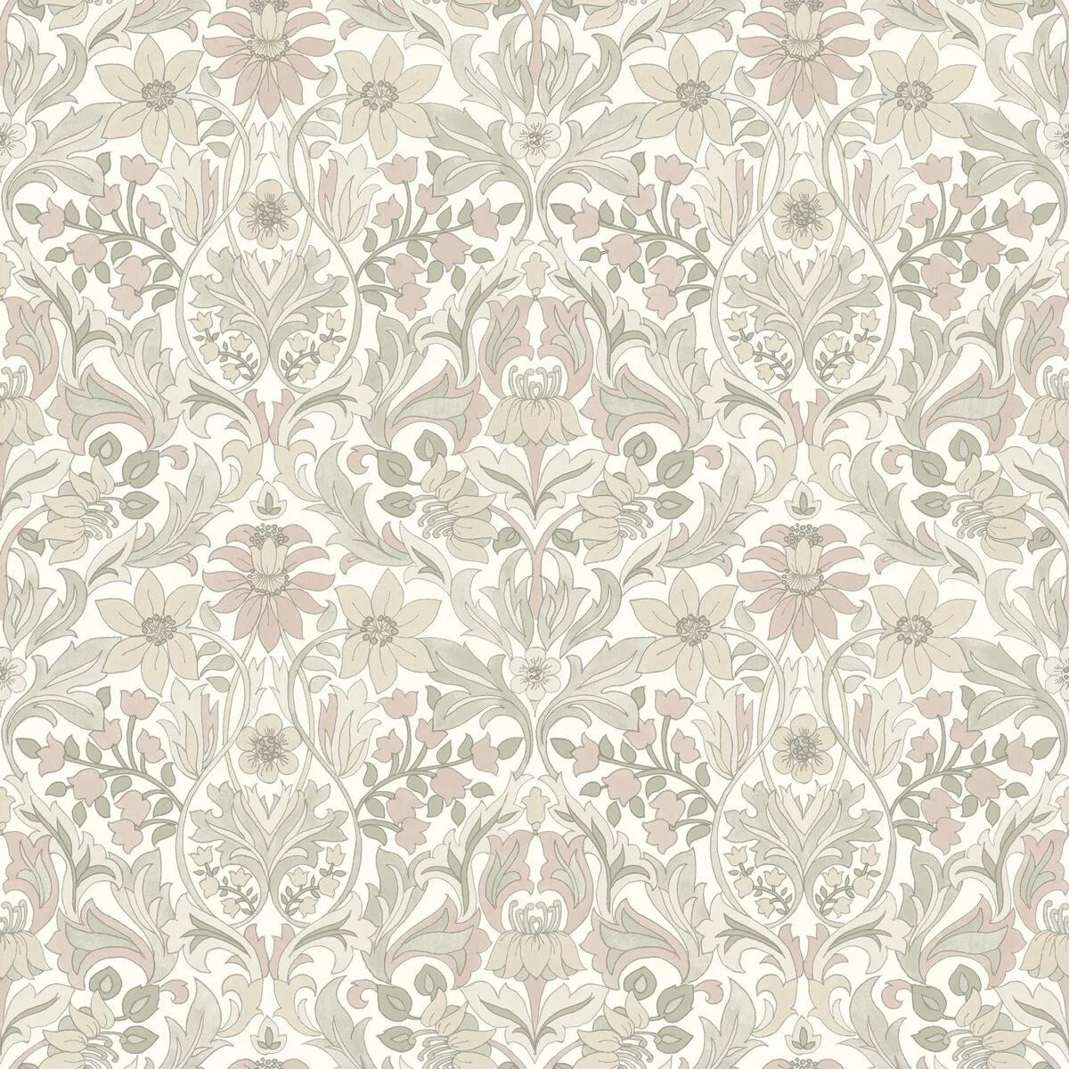 Beige Floral Pattern Wallpaper BLOMSTERFRÖJD