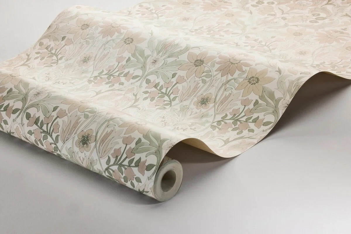 Beige Floral Pattern Wallpaper BLOMSTERFRÖJD