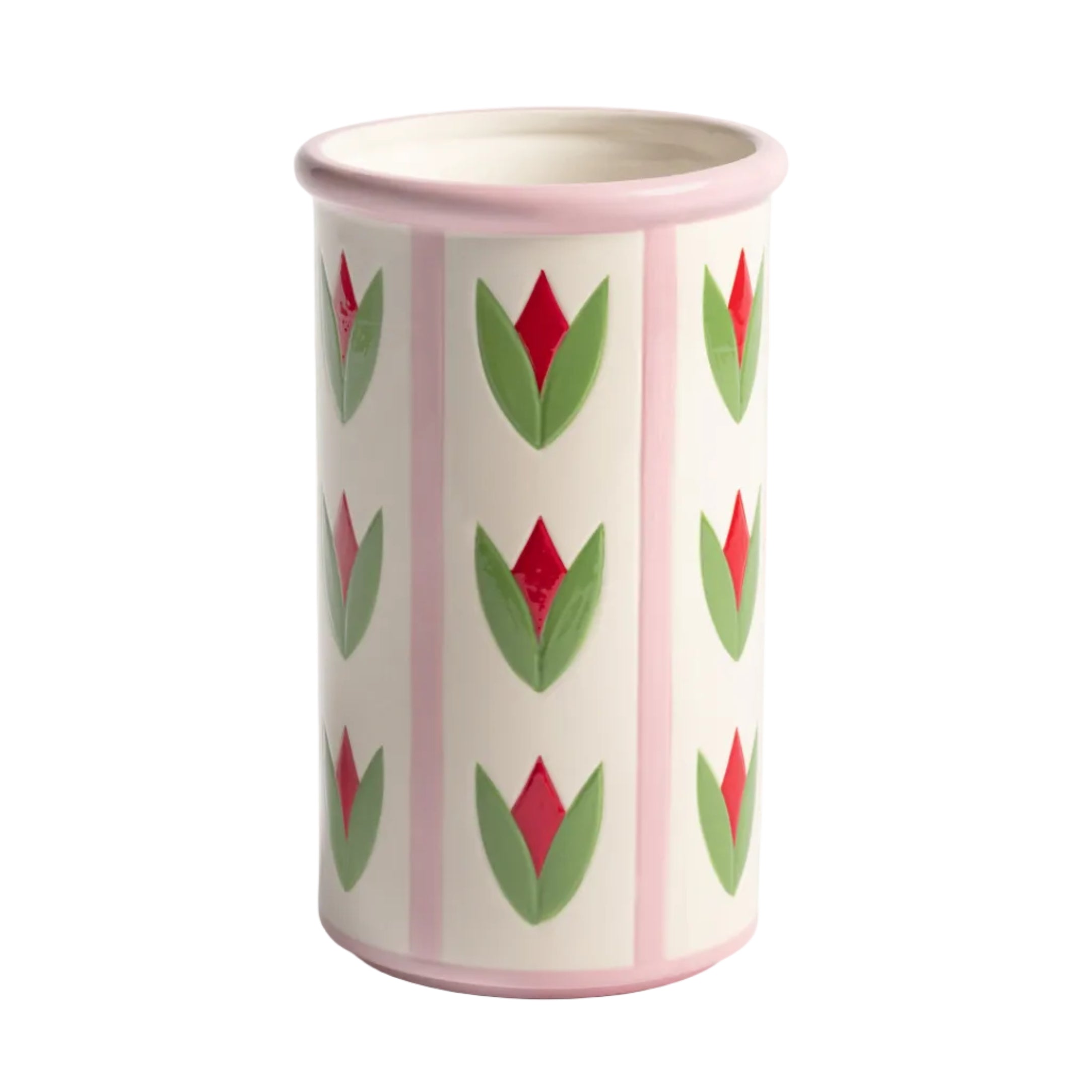 Vase PATCH TULIP white with pink and green
