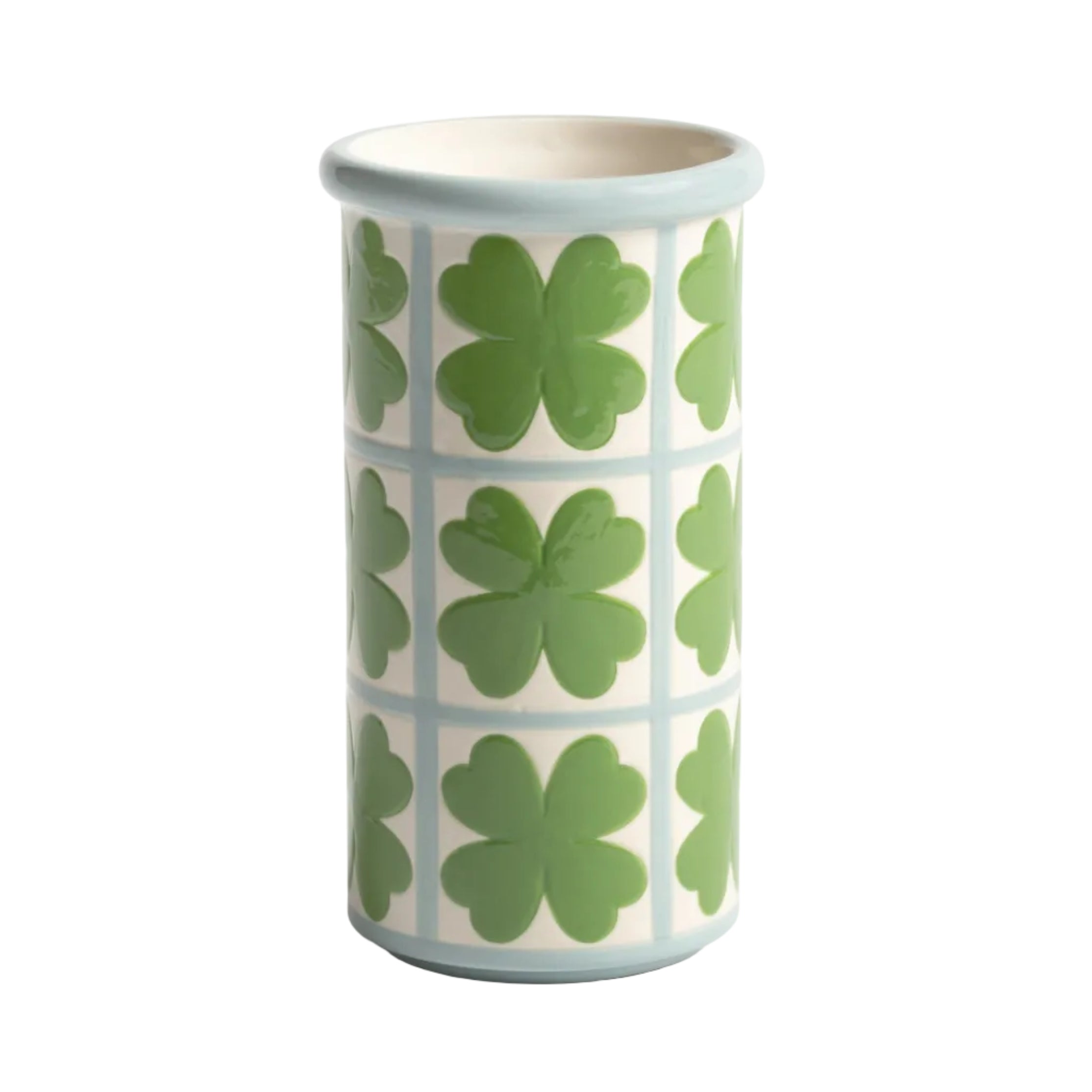 Vase PATCH CLOVER weiß mit Blau und Grün