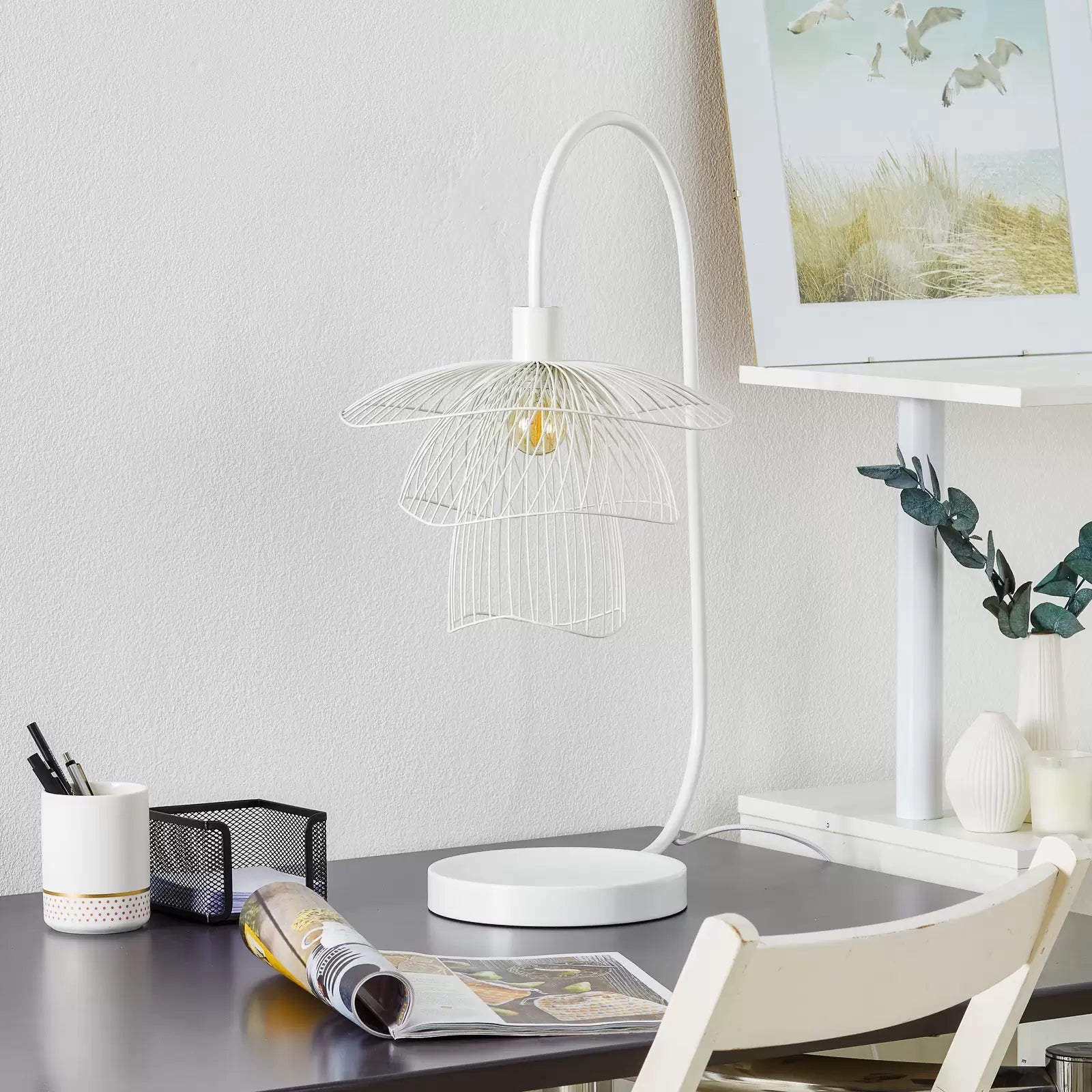 Lampa stołowa PAPILLON szampański złoty – Forestier