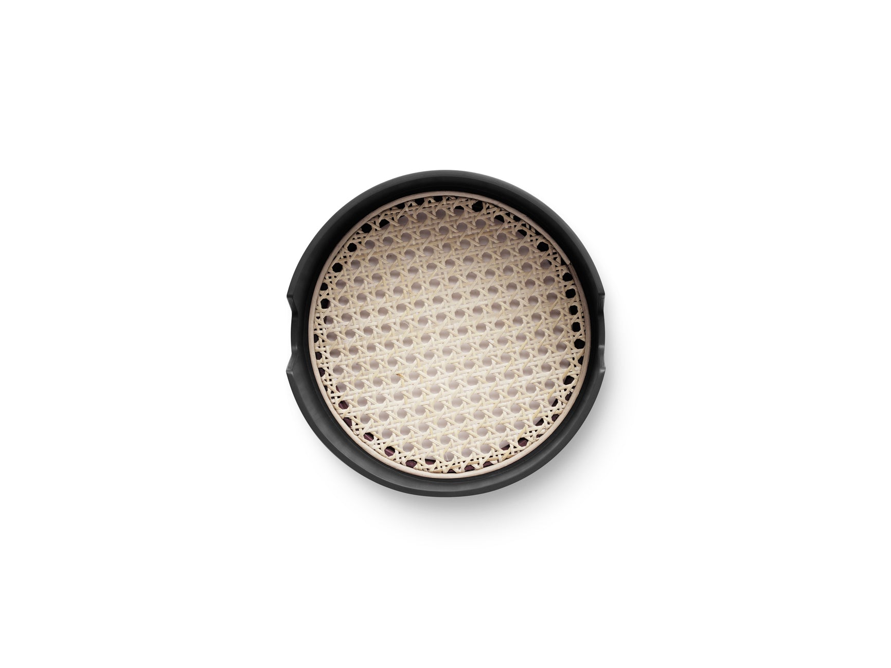 Schwarzes Salonschale mit Rattan