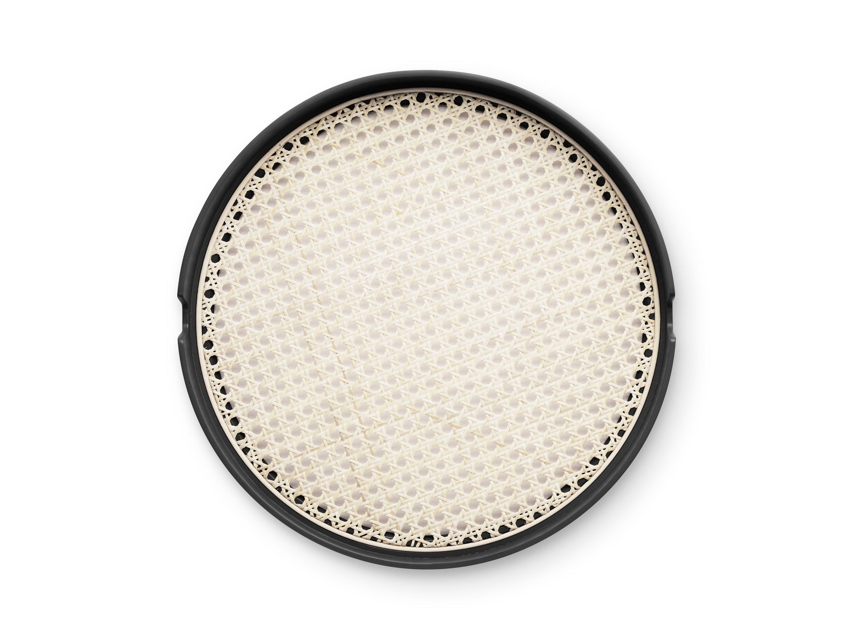 Schwarzes Salonschale mit Rattan