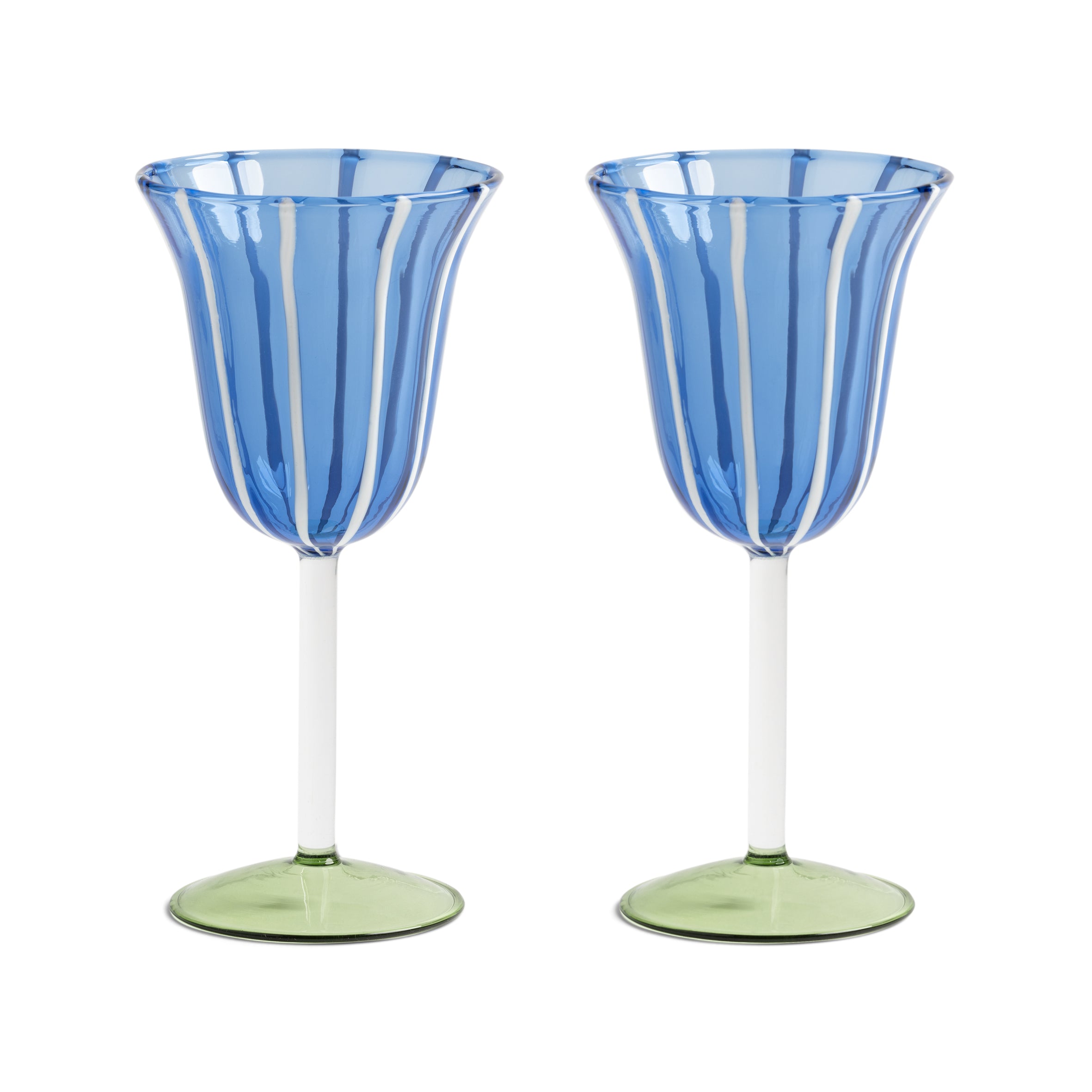 Set aus blauen und grünen Glaskelchen EVE