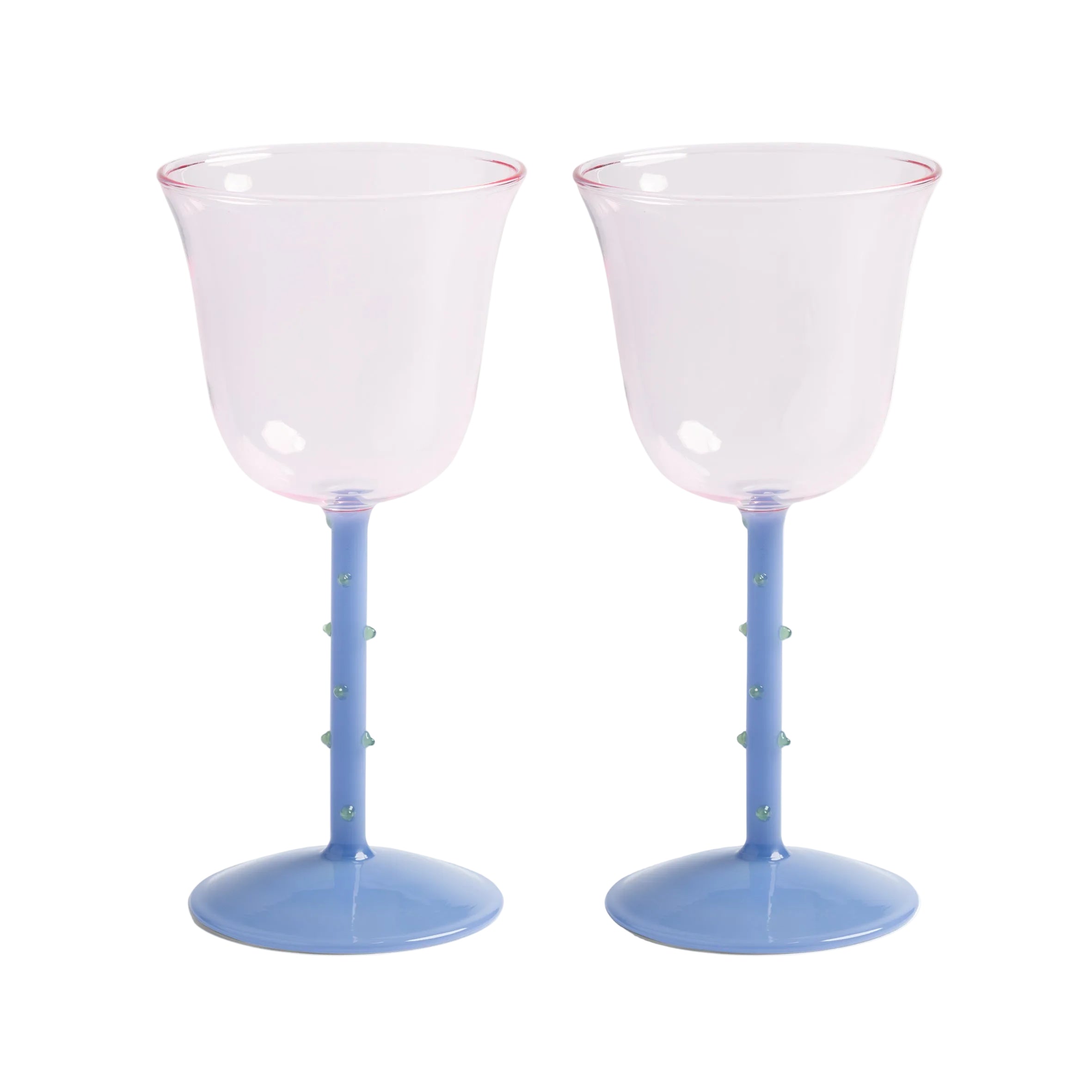 Set aus blauen und rosa Glaskelchen DOT