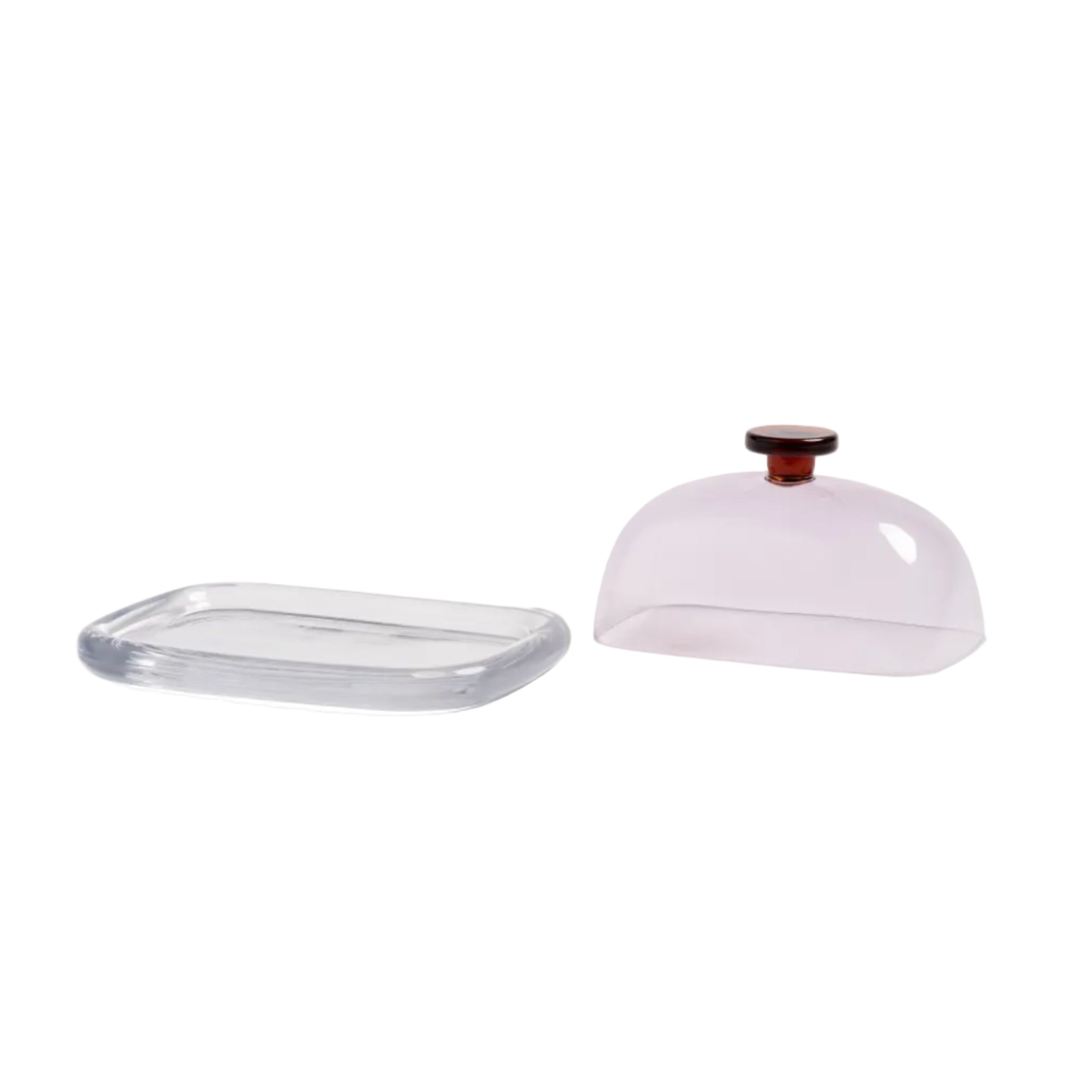 Butter dish CANTINE pink with amber