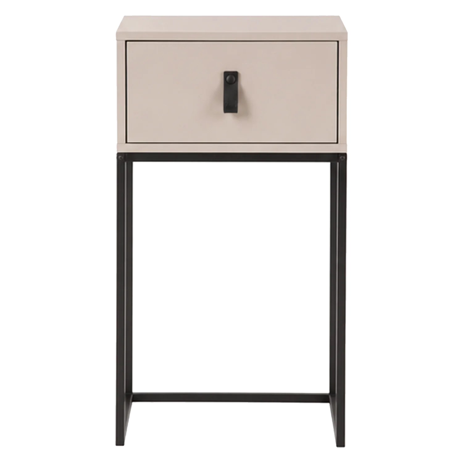Nachttisch ZOLA beige mit schwarzem Gestell