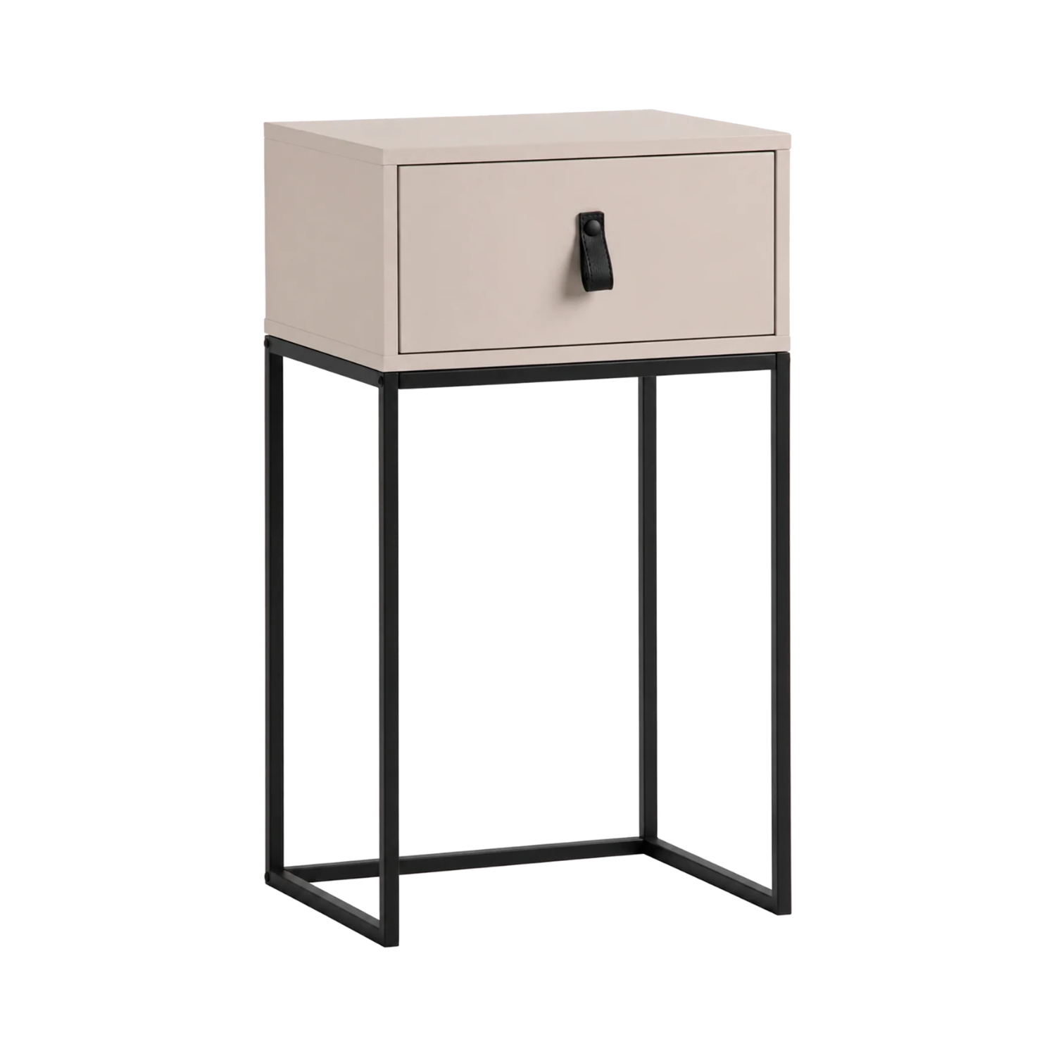 Nachttisch ZOLA beige mit schwarzem Gestell