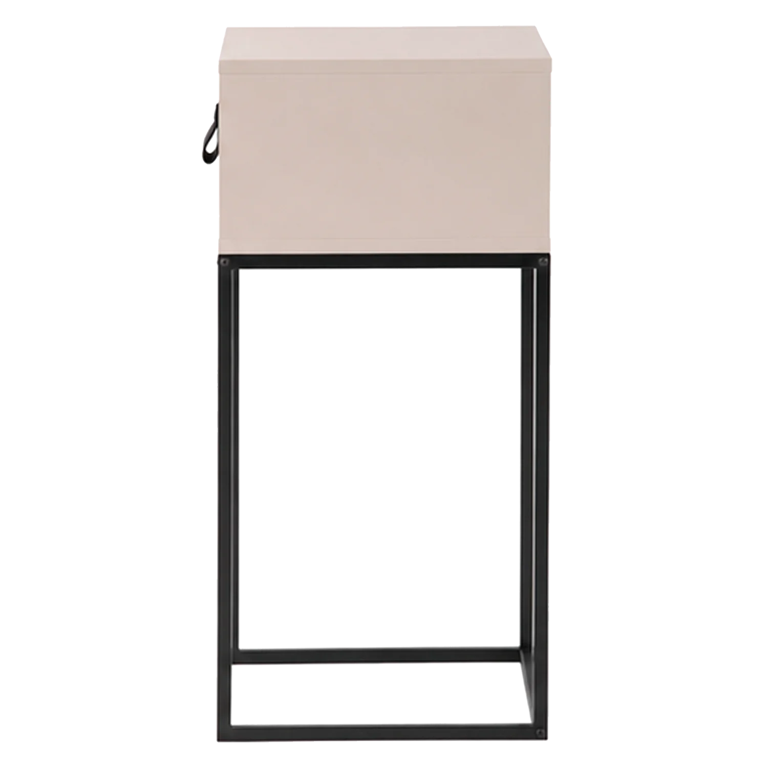 Nachttisch ZOLA beige mit schwarzem Gestell