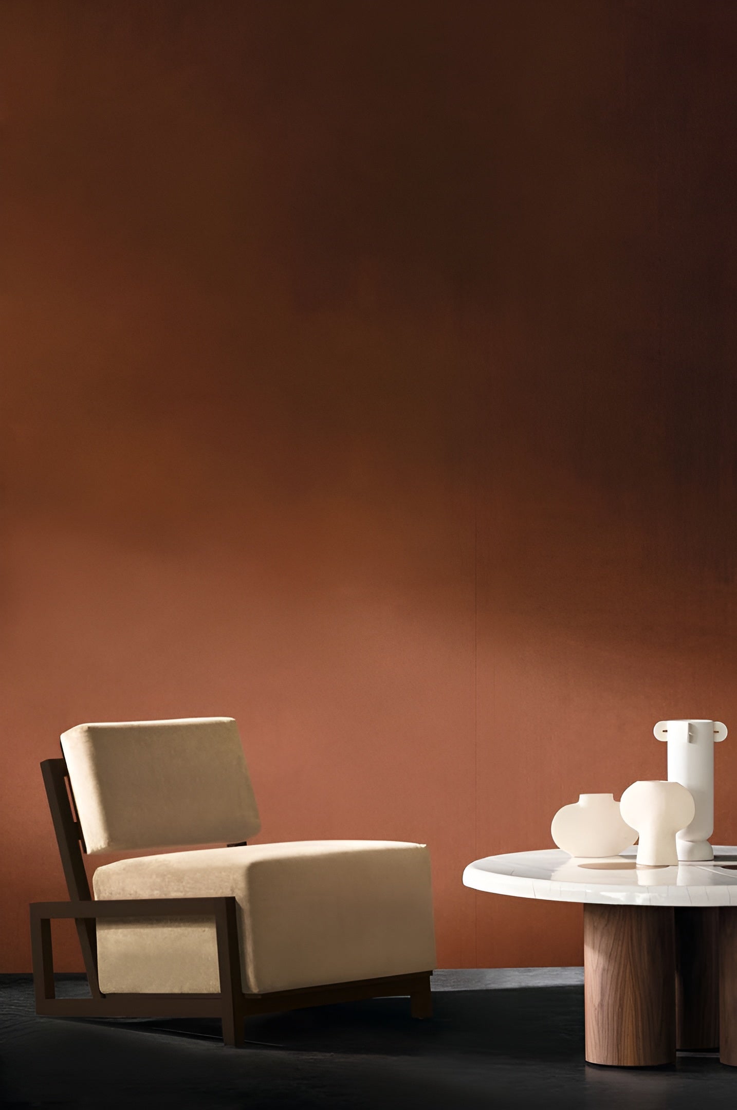 Smooth Velvet Textile Wallpaper HESTIA - TERRACOTTA