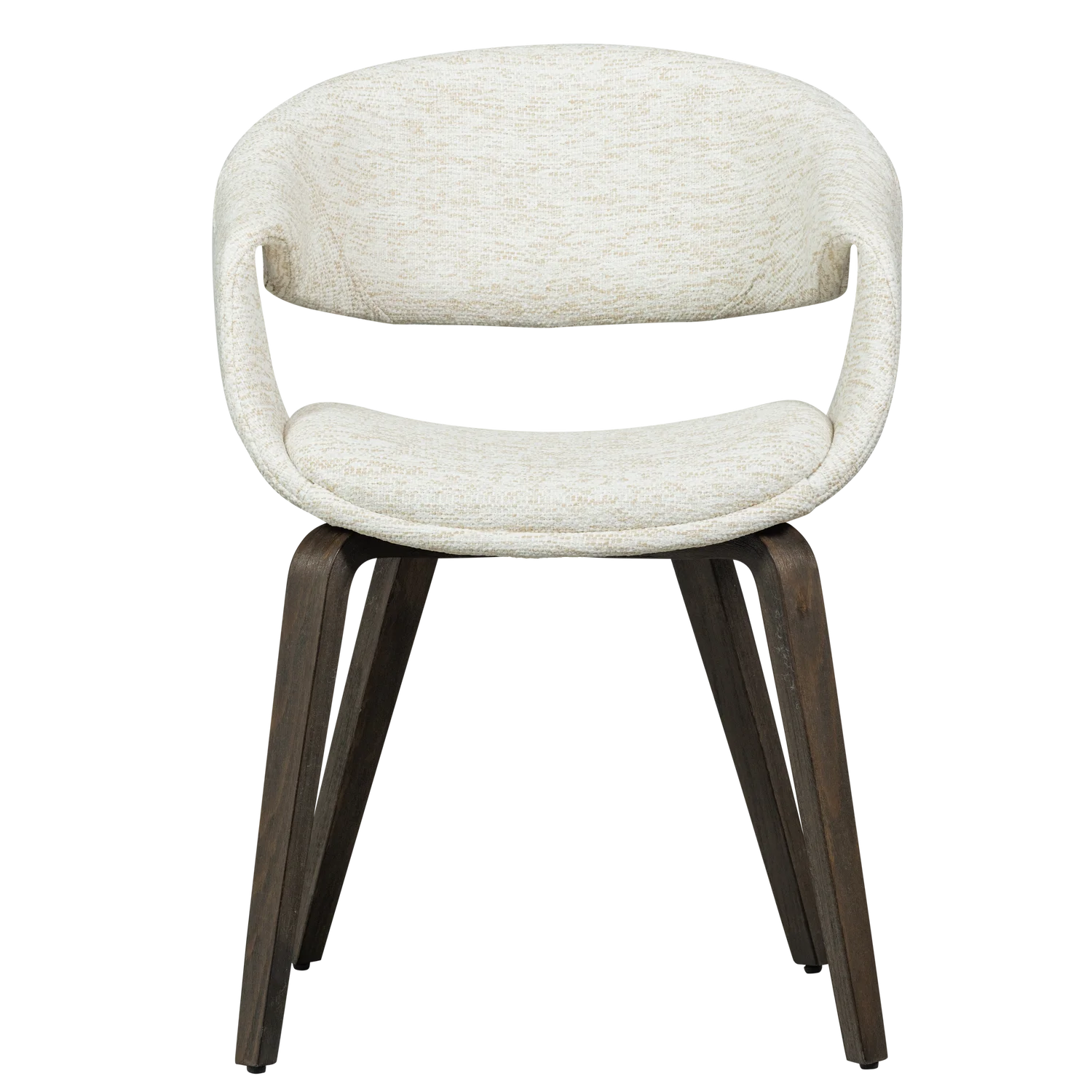YOSSI Cream Armchair with Dark Brown Wooden Base