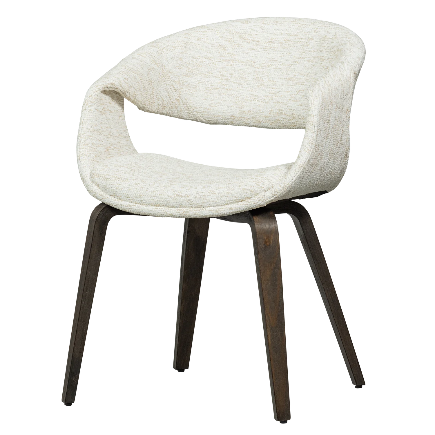 YOSSI Cream Armchair with Dark Brown Wooden Base