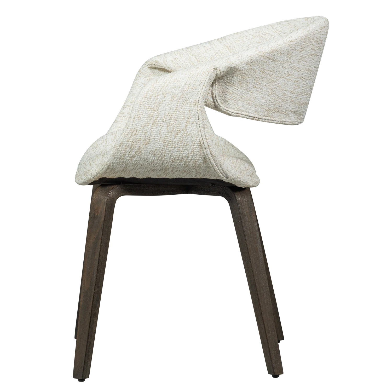 YOSSI Cream Armchair with Dark Brown Wooden Base