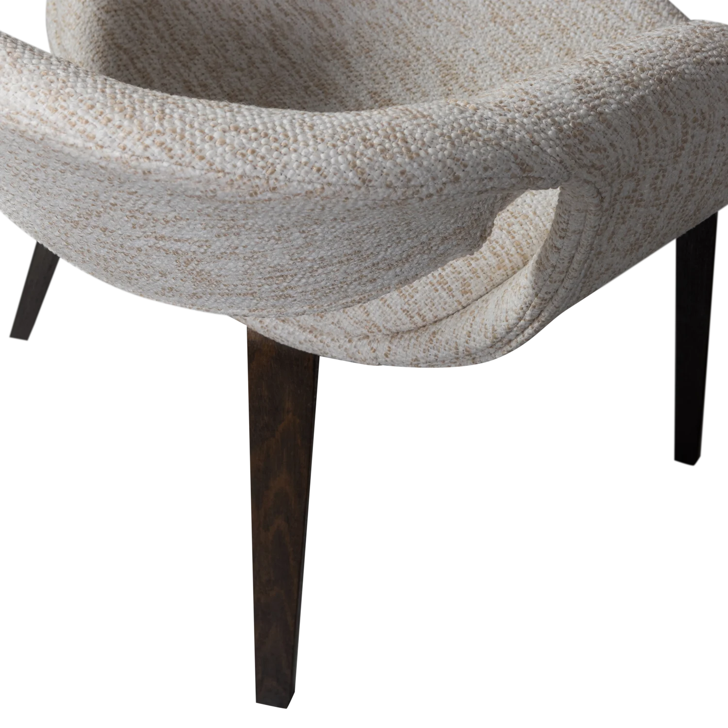 YOSSI Cream Armchair with Dark Brown Wooden Base