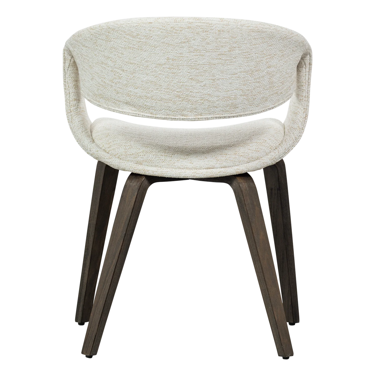 YOSSI Cream Armchair with Dark Brown Wooden Base