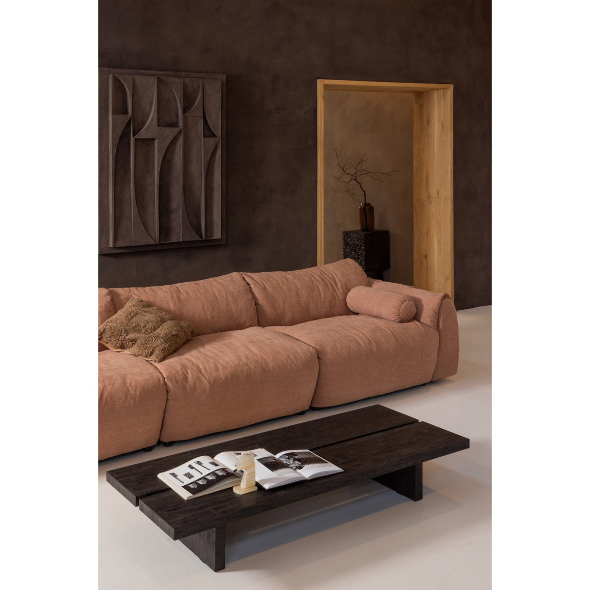 Sofa 3-osobowa BAGGY szenil tkany pudrowy róż – ujęcie 2