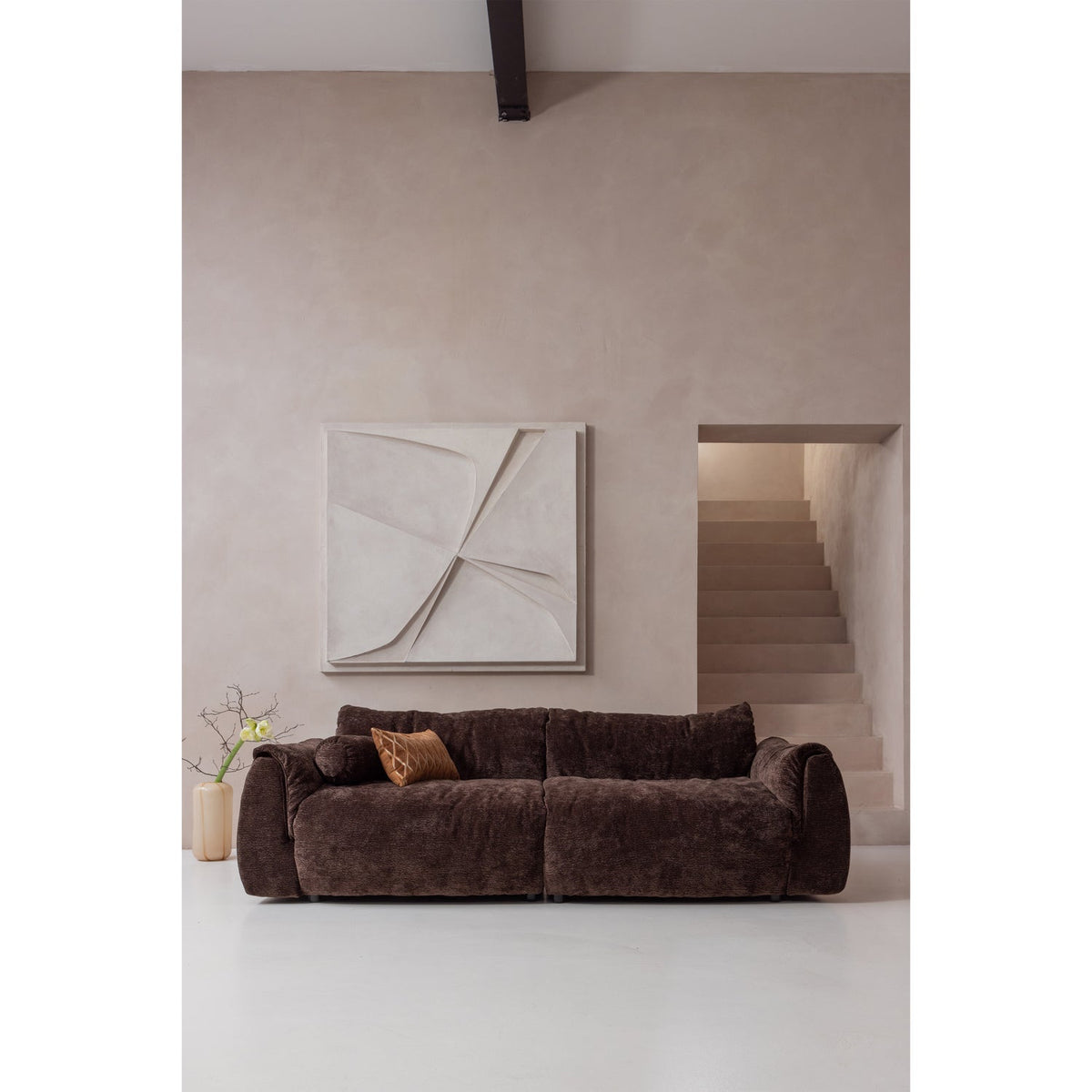 Sofa 2-Sitzer BAGGY braunes Chenille 3D