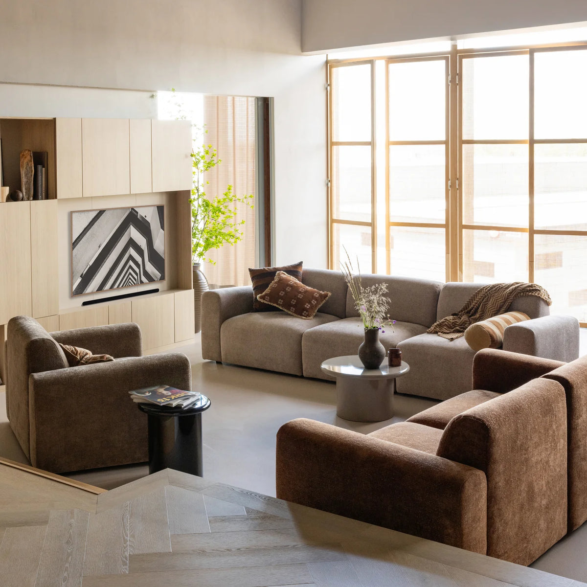 Zweisitzer-Sofa UMINA rosa-braunes Chenille