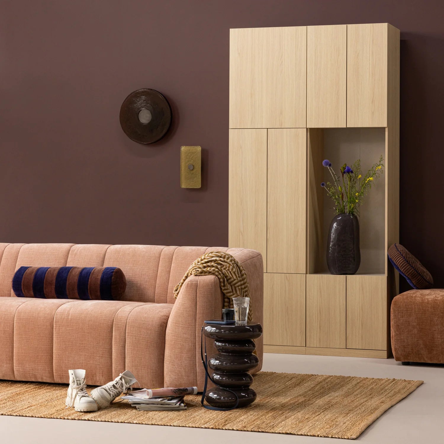 Zweisitzer-Sofa OMAIRE rosa Chenille