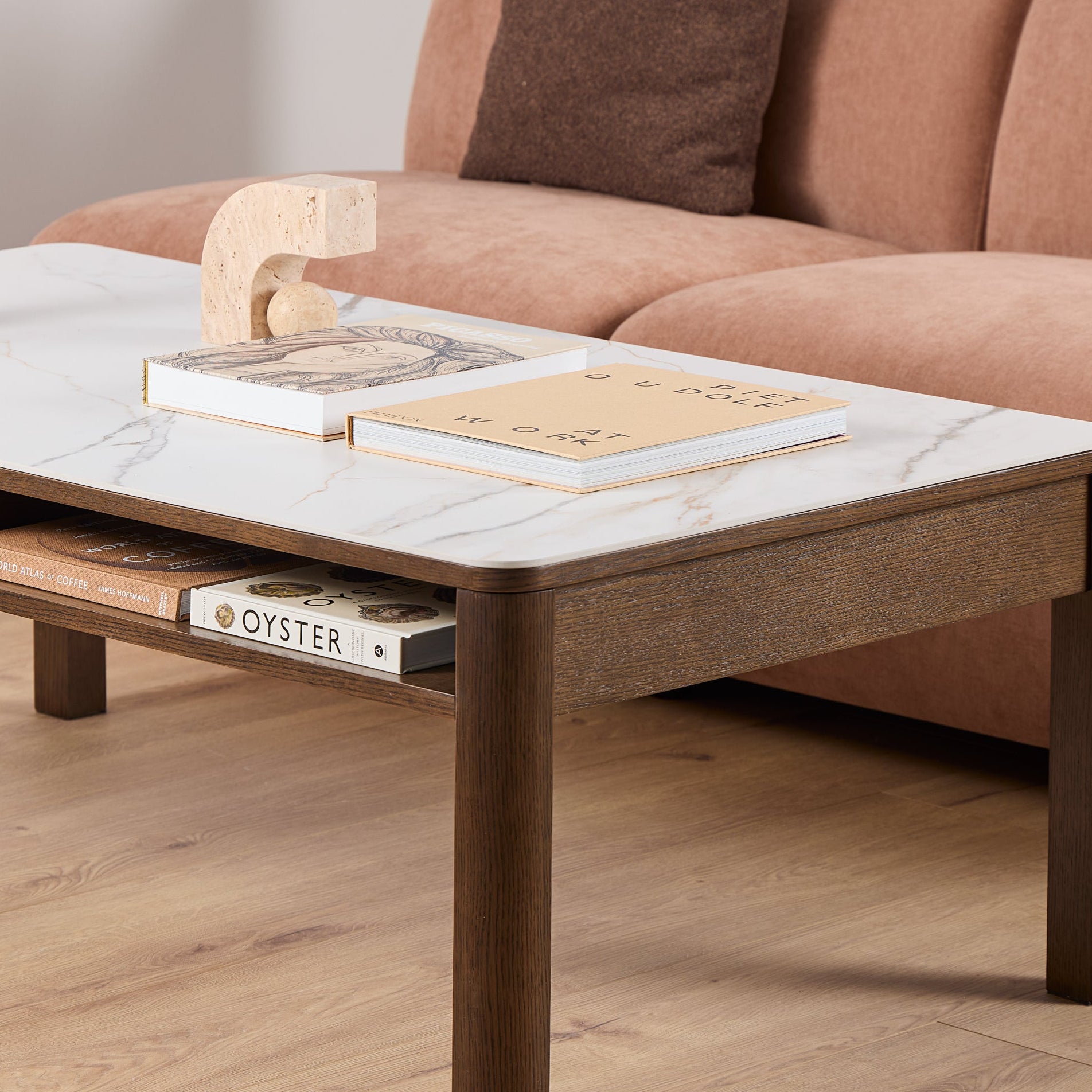 Couchtisch mit Schublade SOUTHAMPTON Eichenfurnier mit Keramikplatte