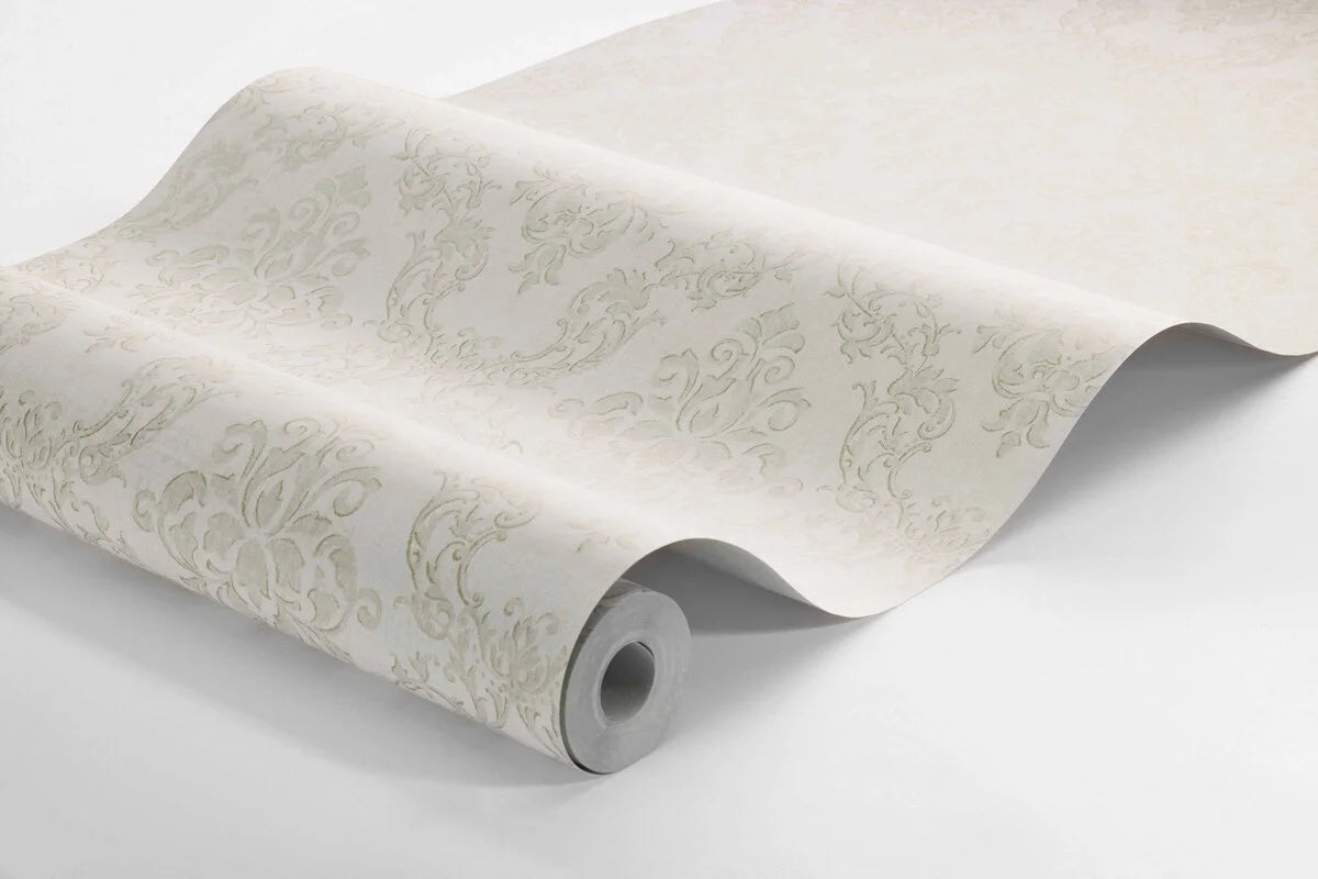 Vlies-Tapete mit Medaillons OTTILIA weiß mit beige