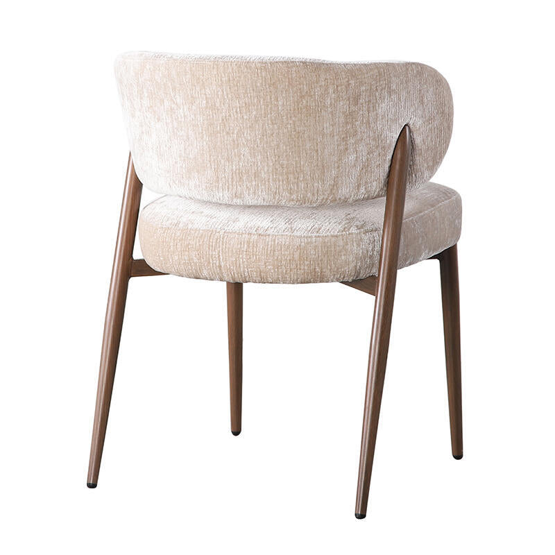 FUJI Chair in Beige with Dark Wooden Base