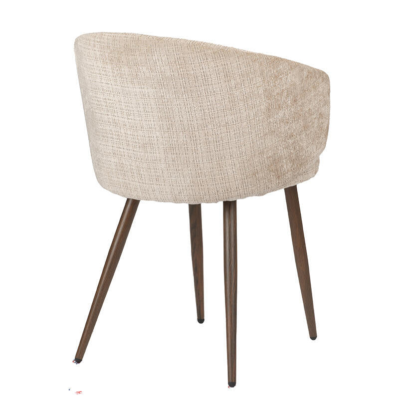 LUNA Chair in Cream Beige with Dark Wooden Base
