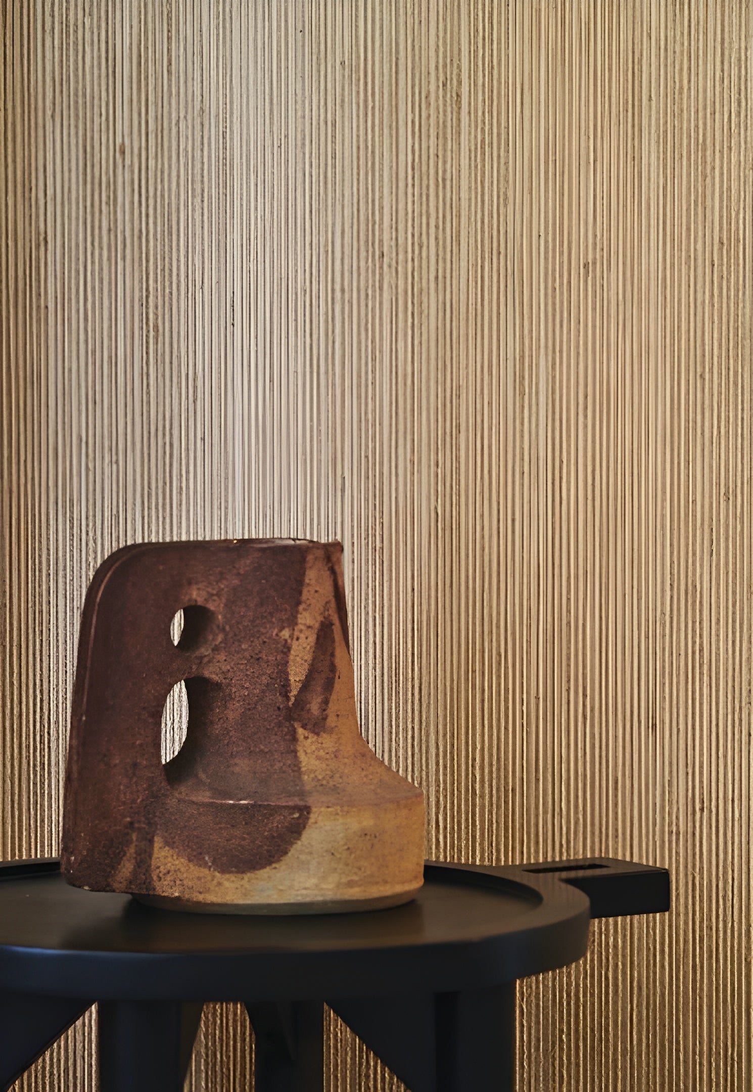 Natural striped structural wallpaper made of jute and paper GILI - NATUREL brown