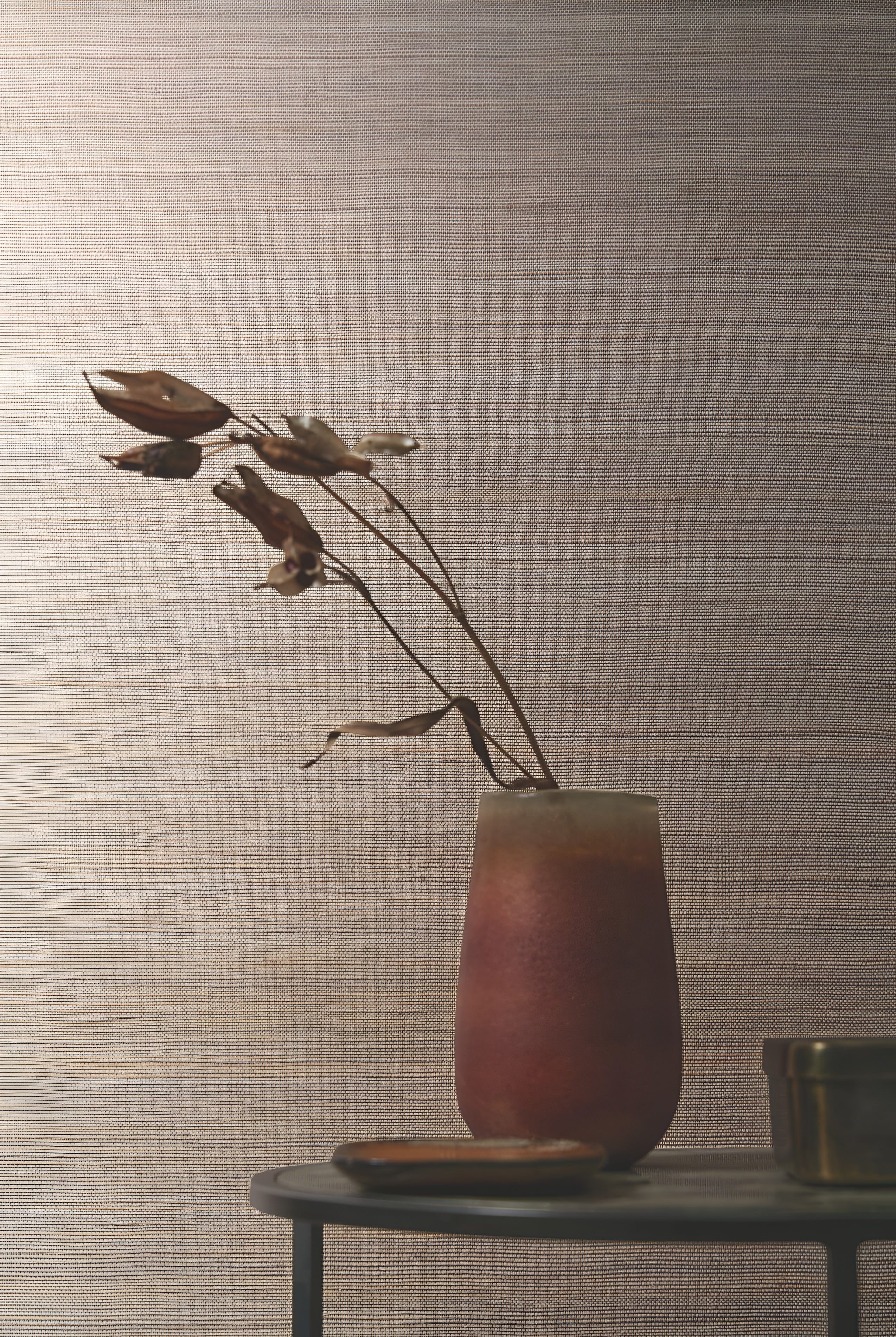 Structural plant fiber wallpaper PICTA - SABLE sandy with gray