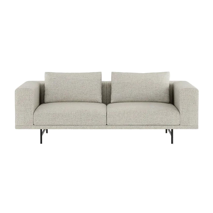 Sofa 2-sitzig LOFT hellgrau Boucle mit schwarzem Gestell
