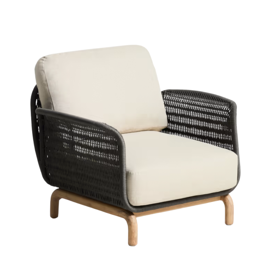 ALIPA Dark Gray Garden Armchair with Beige