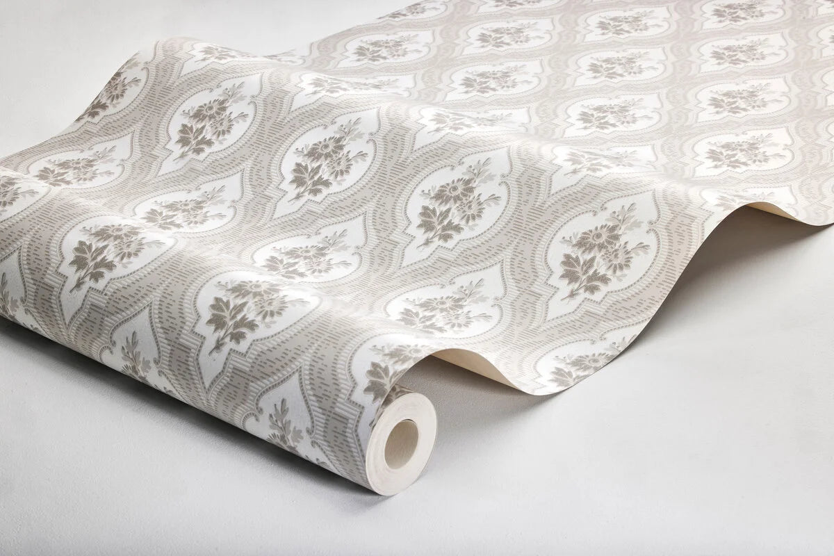 Tapete mit pflanzlichem Medaillonmuster ETERNAL FLOWER beige