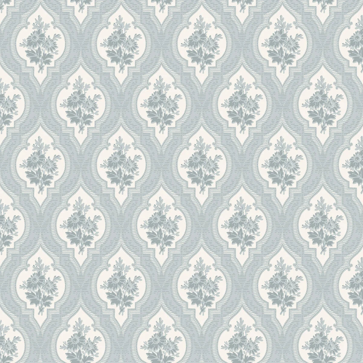 Tapete mit pflanzlichem Medaillonmuster ETERNAL FLOWER blau
