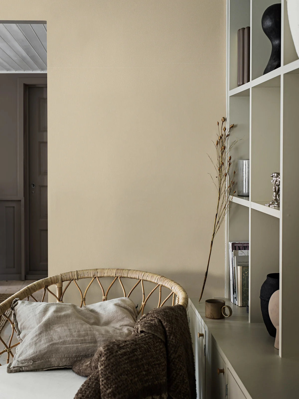 Strukturierte Tapete, die Leinen imitiert - LINEN - SOMMERGELB, gedämpftes Gelb