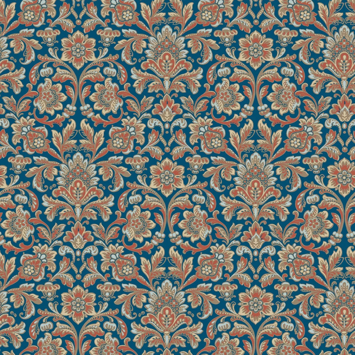 Vlies-Tapete mit pflanzlichem Muster FOGLAVIK braun mit blau