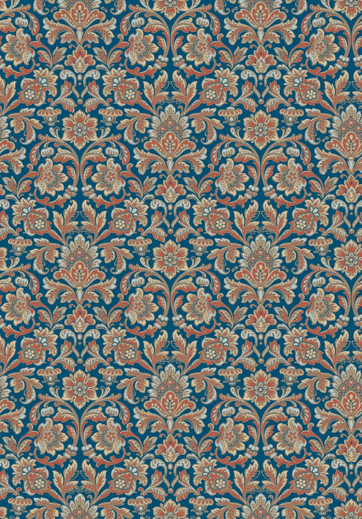 Vlies-Tapete mit pflanzlichem Muster FOGLAVIK braun mit blau
