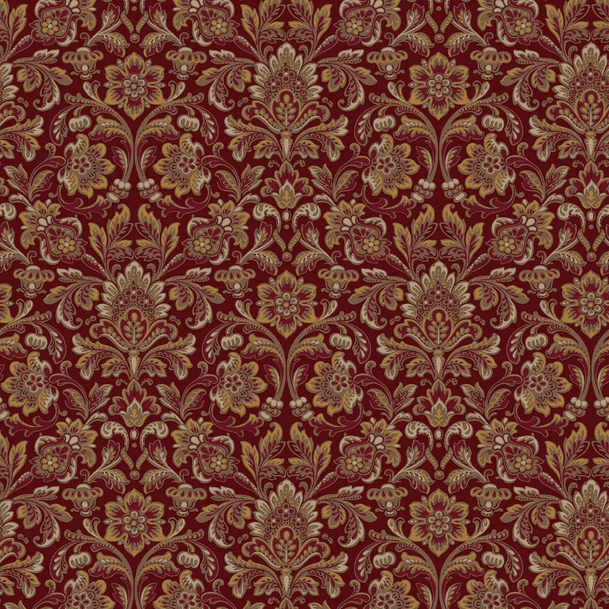 Vlies-Tapete mit pflanzlichem Muster FOGLAVIK bordeaux mit Gold