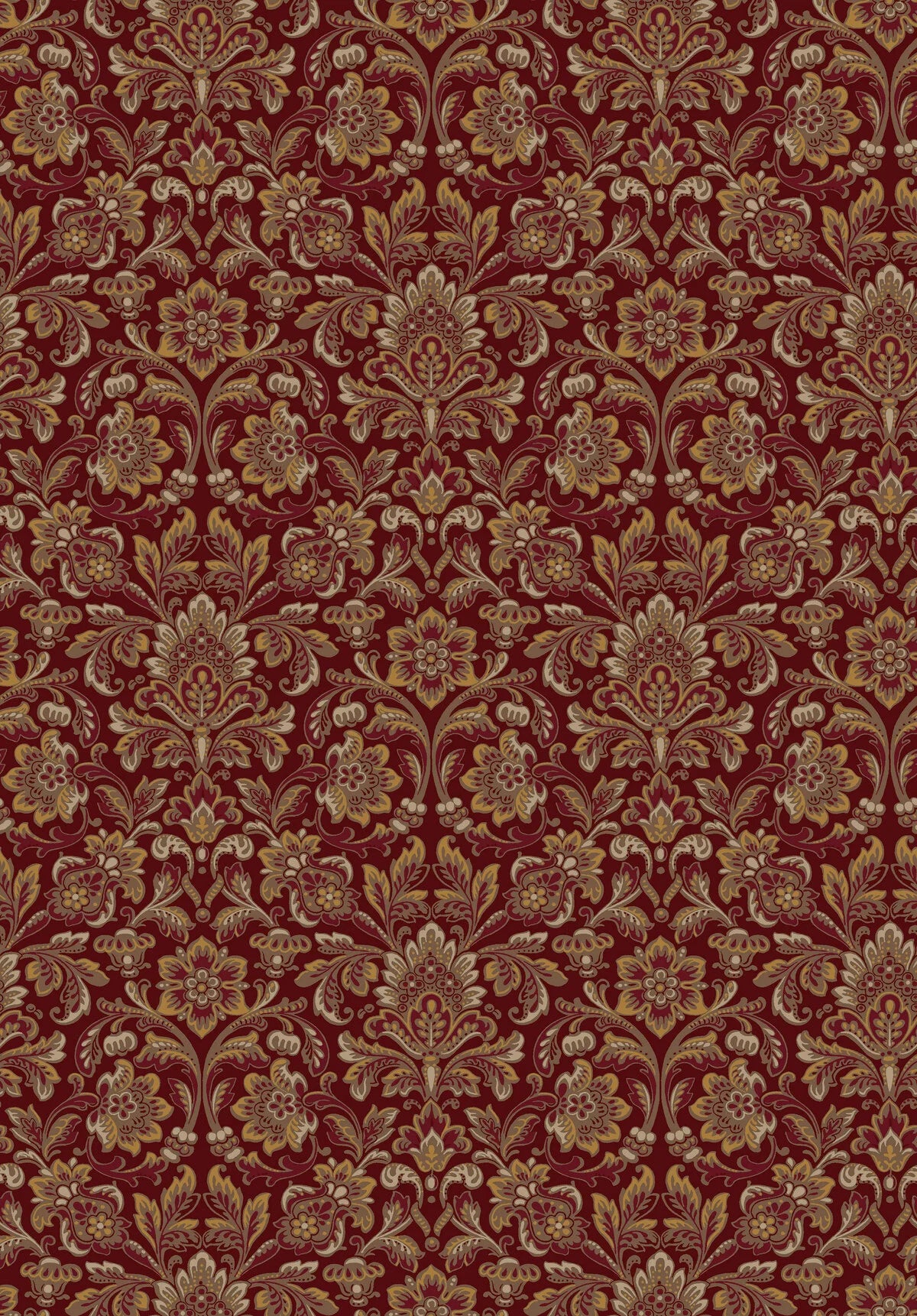 Vlies-Tapete mit pflanzlichem Muster FOGLAVIK bordeaux mit Gold