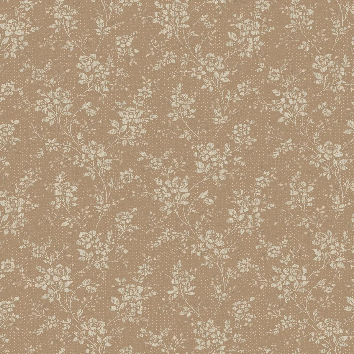 Tapete mit floralem Blumenmuster HIP ROSE braun mit beige